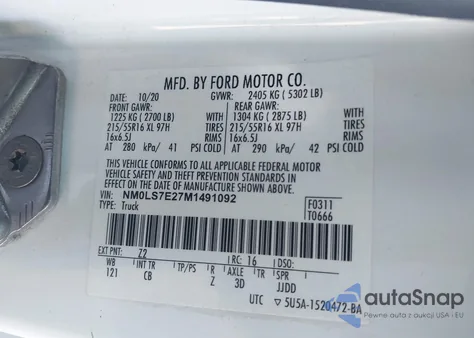 2021 Ford Transit Connect Xl from USA, damaged, VIN NM0LS7E27M1491092